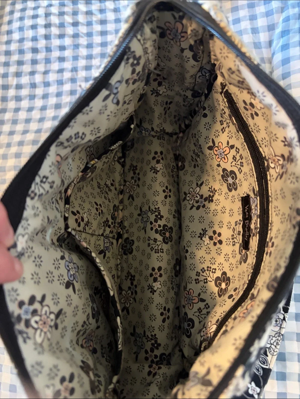Vera Bradley Black and Cream Floral Quilted Crossbody